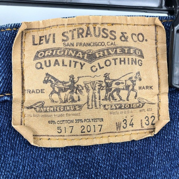 Vintage Levi Strauss 517 Blue Jeans Size 34 x 32 USA Made Bootcut Dark Wash - Picture 7 of 12
